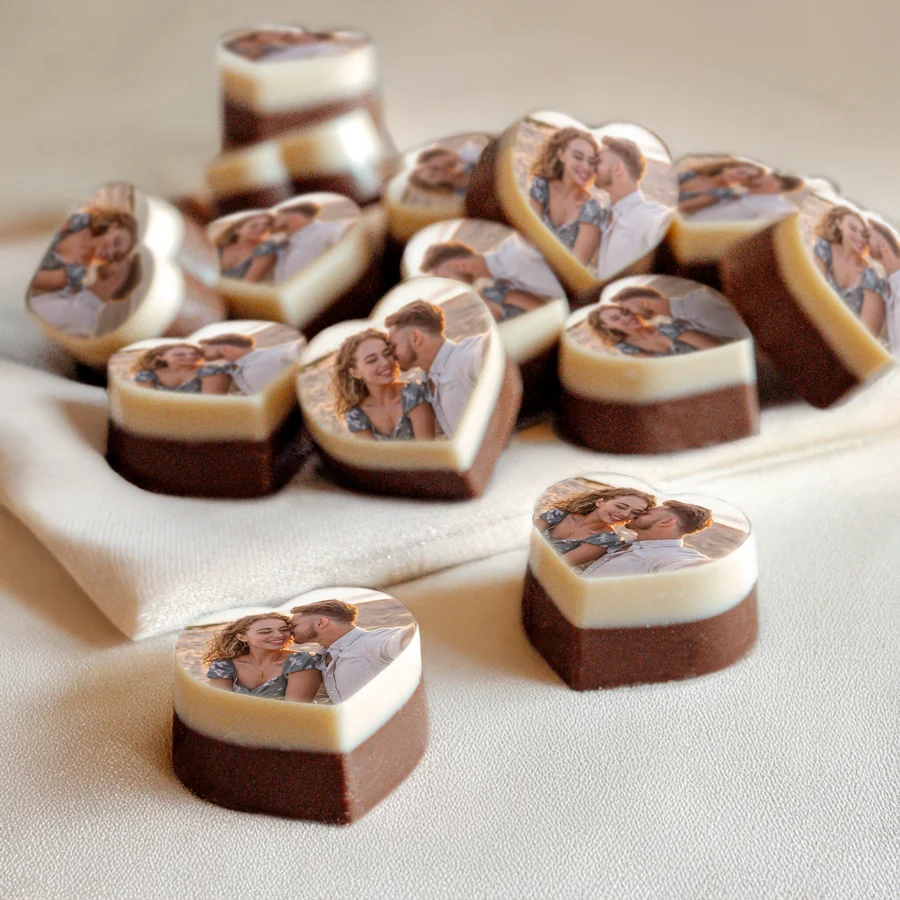 Chocolade hartjes met foto | 6 stuks
